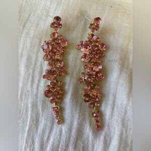 Pink Crystals Dangle Chandelier‎ Earrings